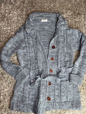 Cozy Shawl Collar Knit Cardigan Sweater in Gray